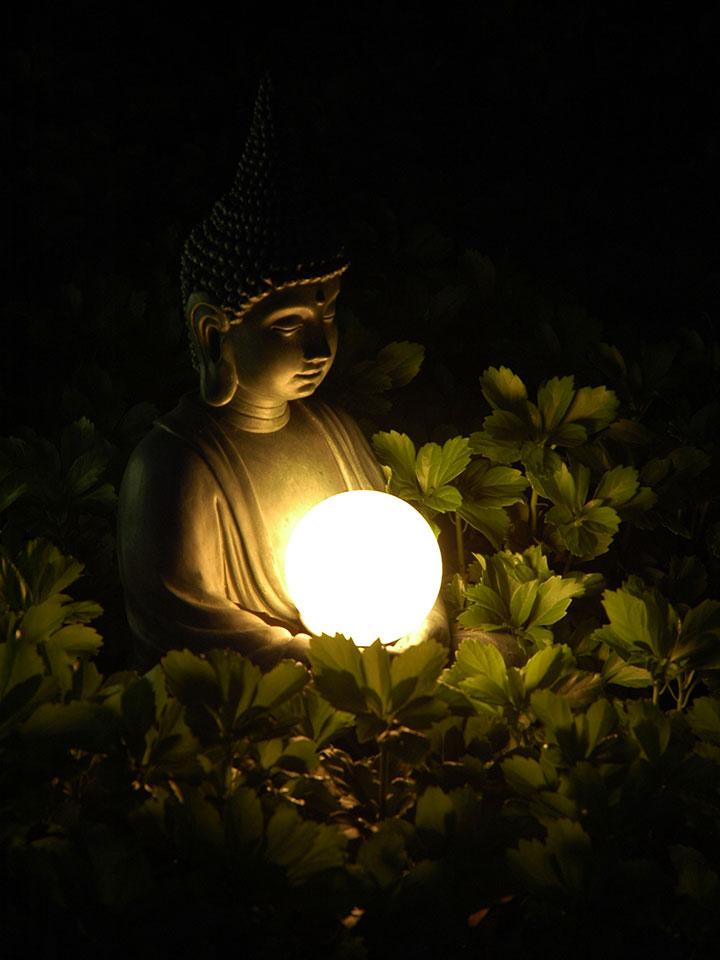 Four inch White Orblet lighting Buddah with beautiful White light