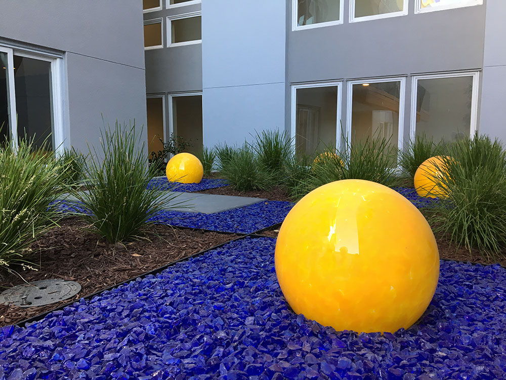 5 two foot golden nightorbs in the town center of Sunnyvale, CA