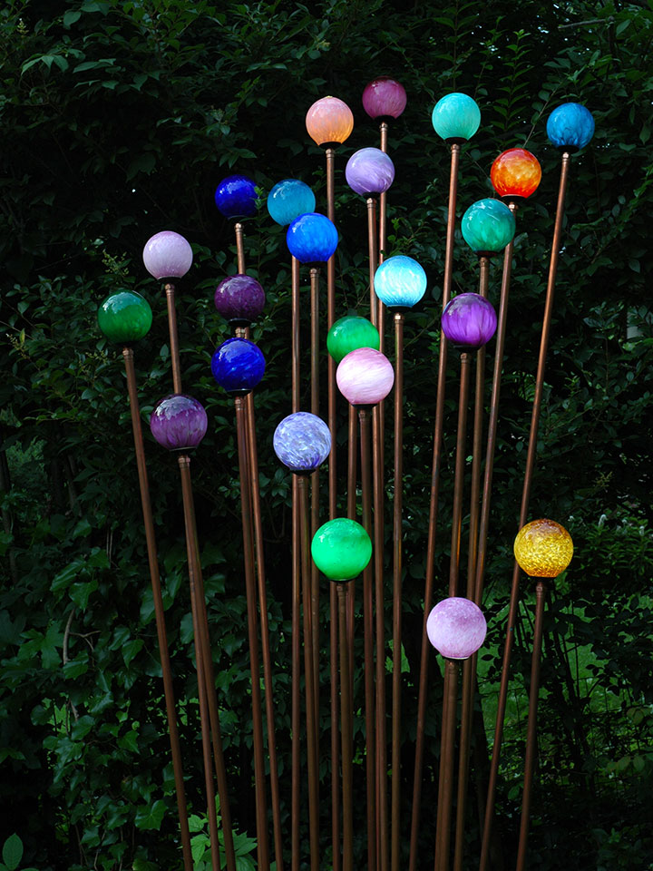 Twenty Four Orblets on copper stems with base decorative lighting